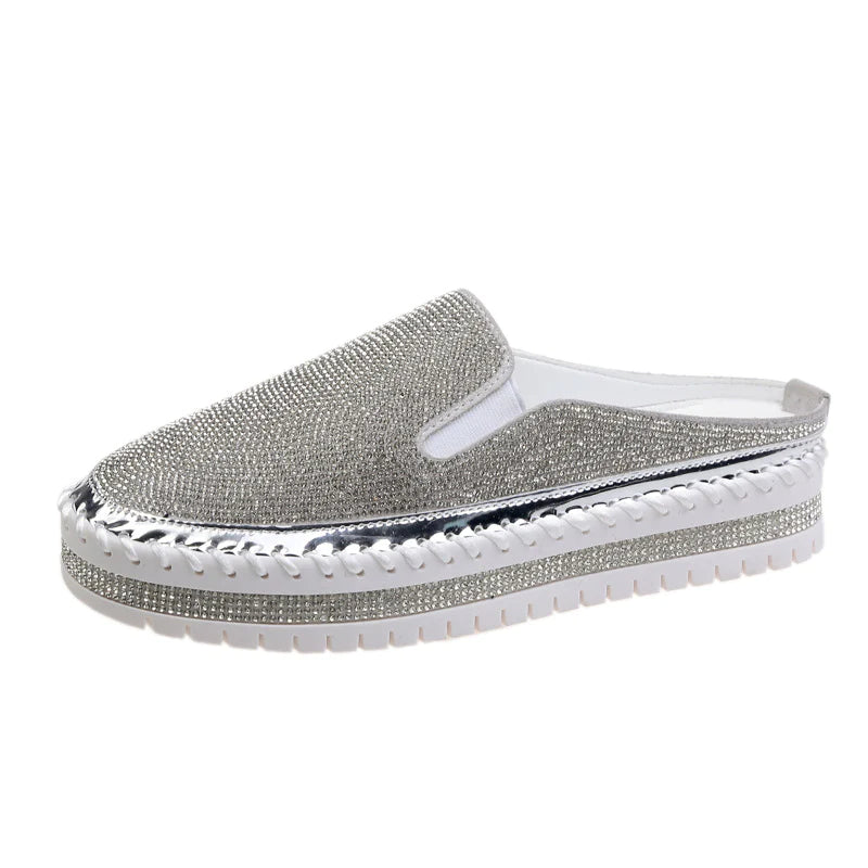 Belifi Half Slippers Spring Rhinestone Shoes