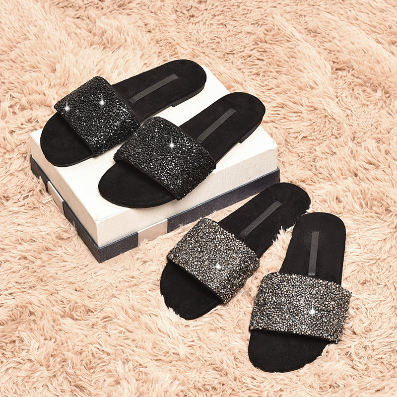 Belifi Rhinestone Flat Fashion Slippers