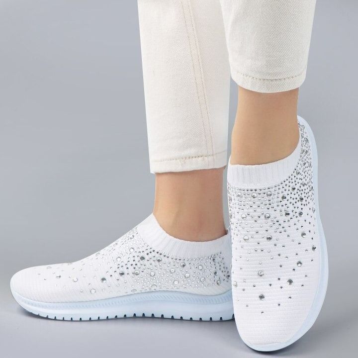 Belifi Women's Crystal Breathable Slip-On Walking Shoes