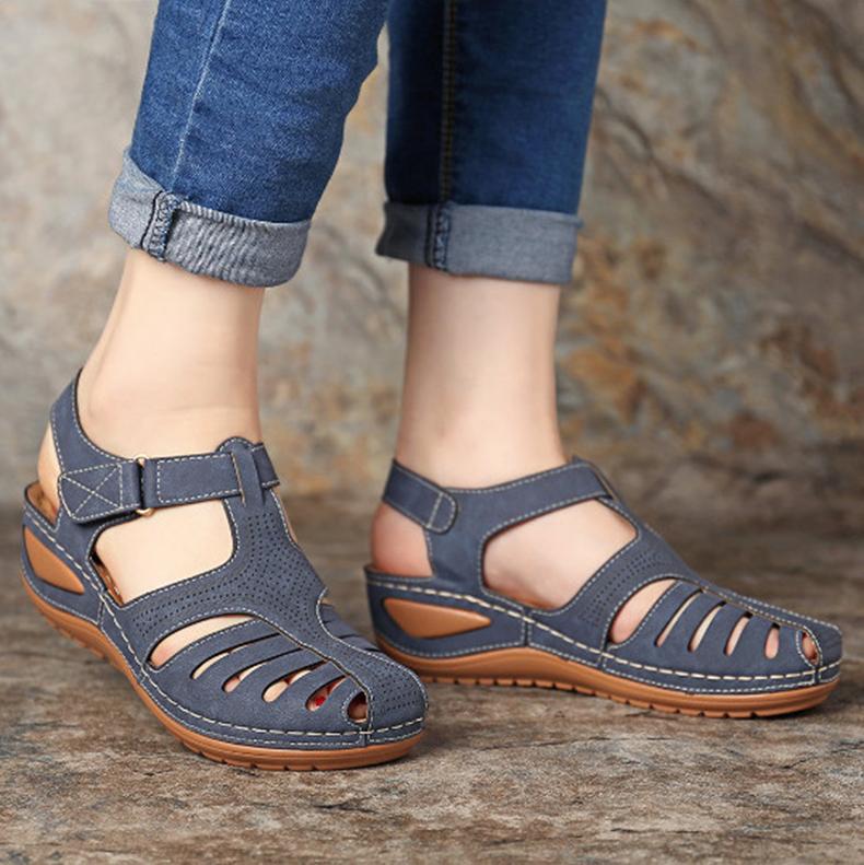 Belifi - Soft PU Leather Closed Toe Vintage Anti-Slip Sandals