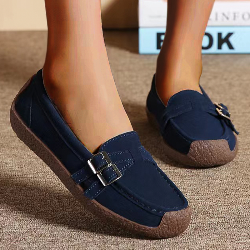 Belifi Leather Flat-bottomed Casual Shoes