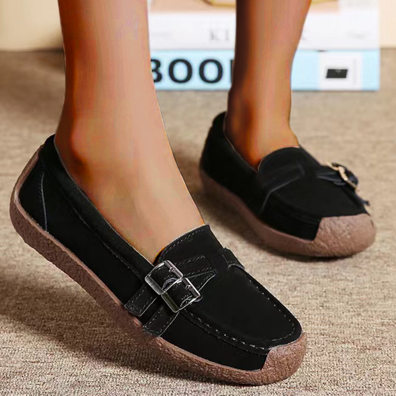 Belifi Leather Flat-bottomed Casual Shoes