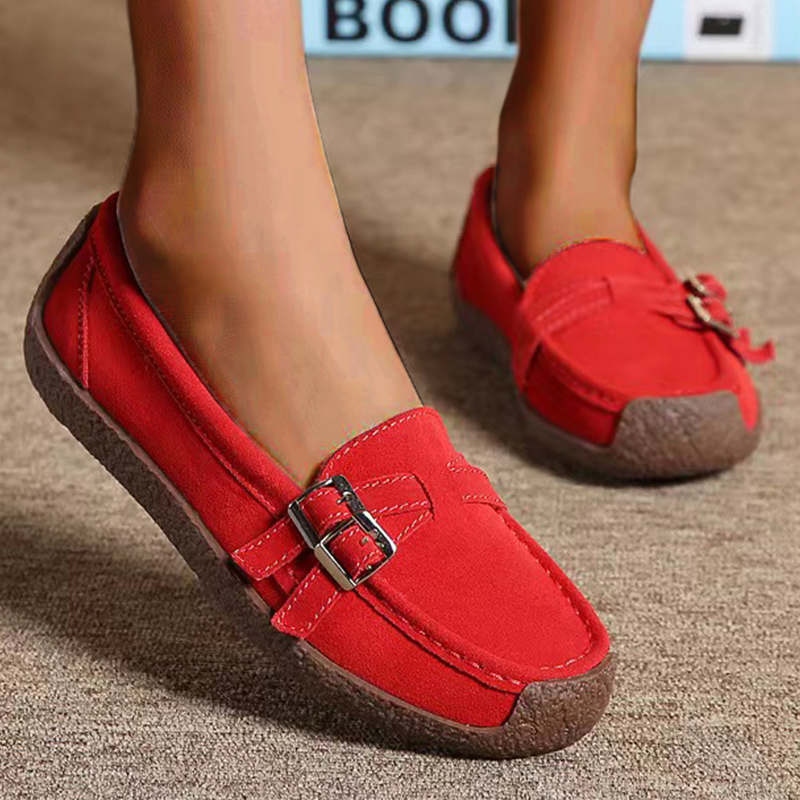 Belifi Leather Flat-bottomed Casual Shoes