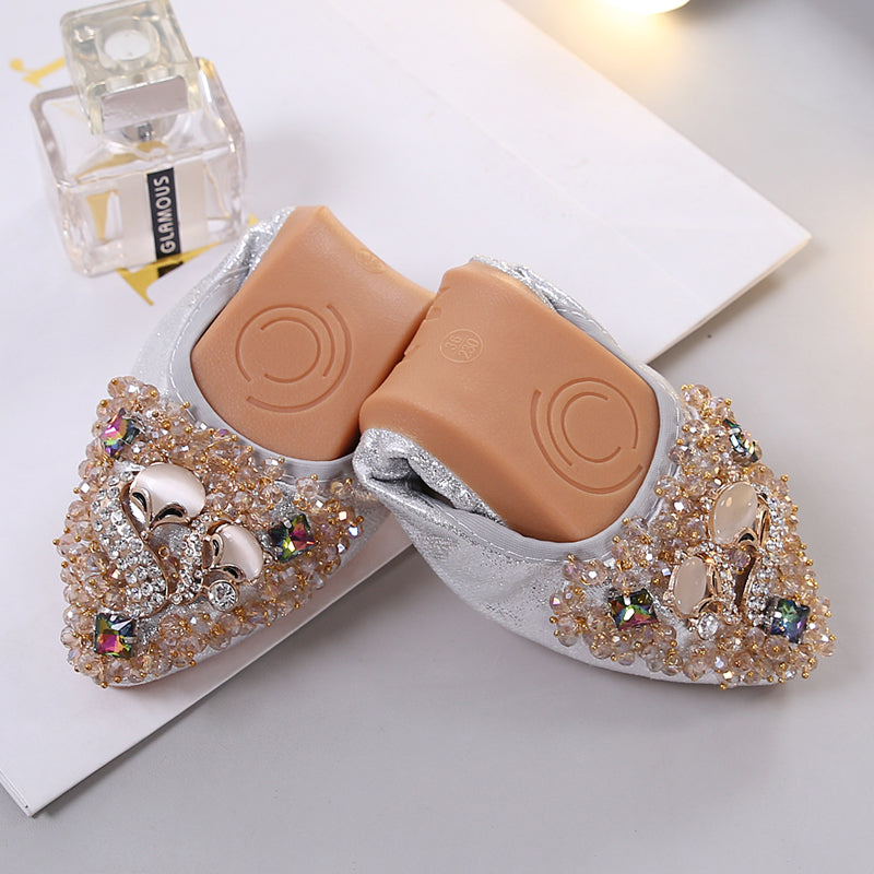 Belifi Rhinestone Flats Casual Comfort Dressy Flats For Wedding Fox Slippers CF305