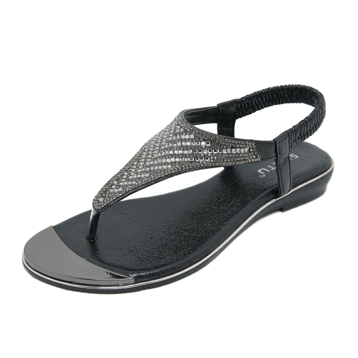 Belifi Flat-bottomed Rhinestones Comfortably Sandals