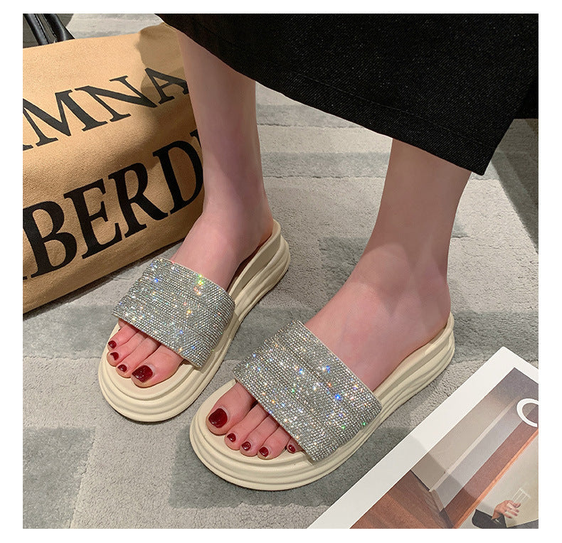 Belifi Fashion Casual Rhinestone Slippers