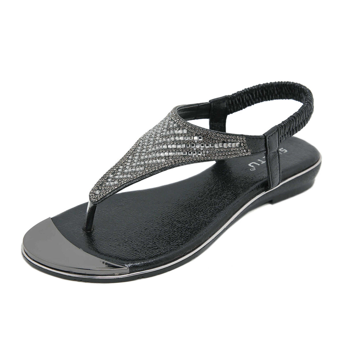 Belifi Flat-bottomed Rhinestones Comfortably Sandals