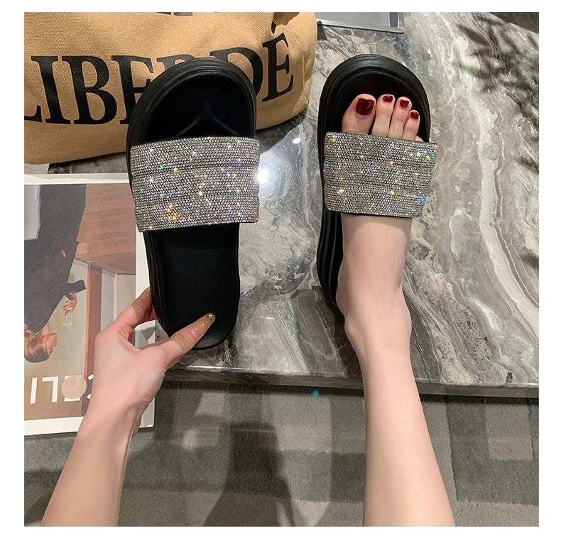 Belifi Fashion Casual Rhinestone Slippers