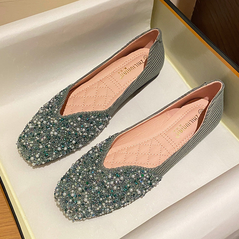 Belifi Square Toe Sequin Shoes