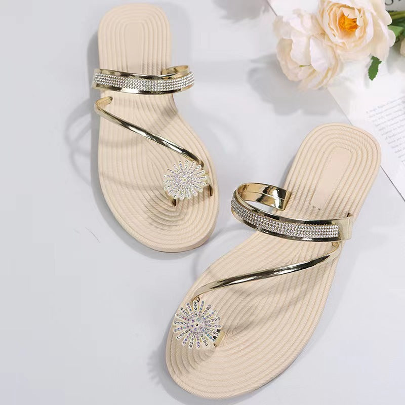 Belifi Rhinestone Stylish Casual Flat Slippers