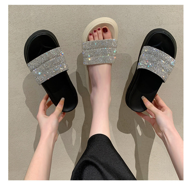 Belifi Fashion Casual Rhinestone Slippers