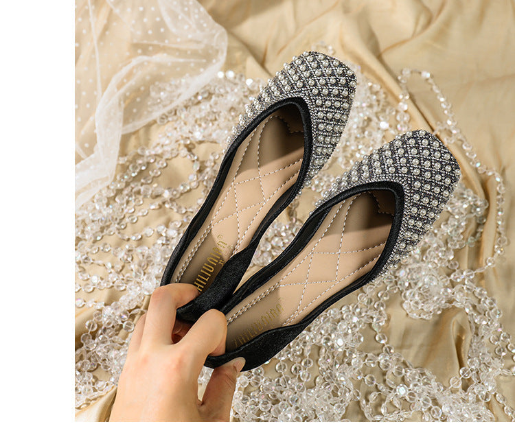 BelifiRhinestone Pearl Fairy Style Gentle Shoes