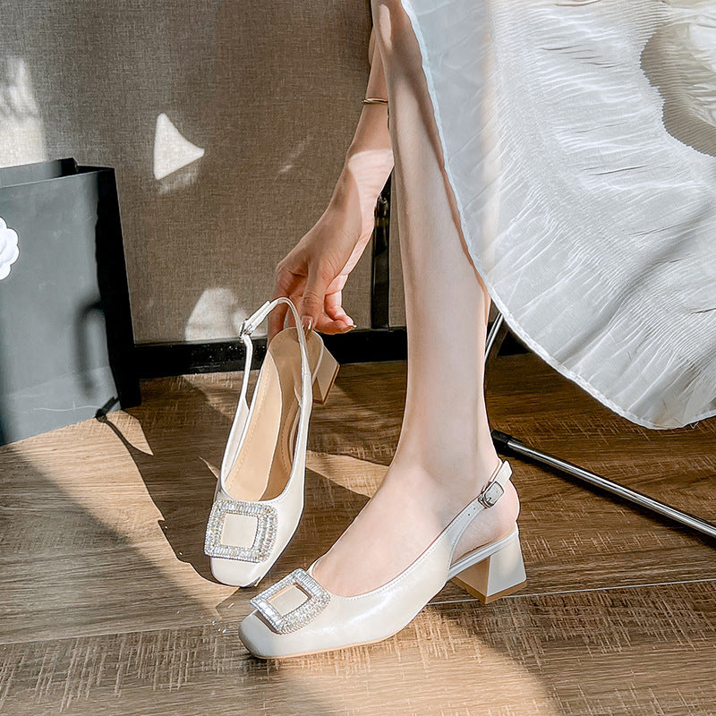 Belifi Radiant Luxe: Leather Crystal Cut-out Slippers