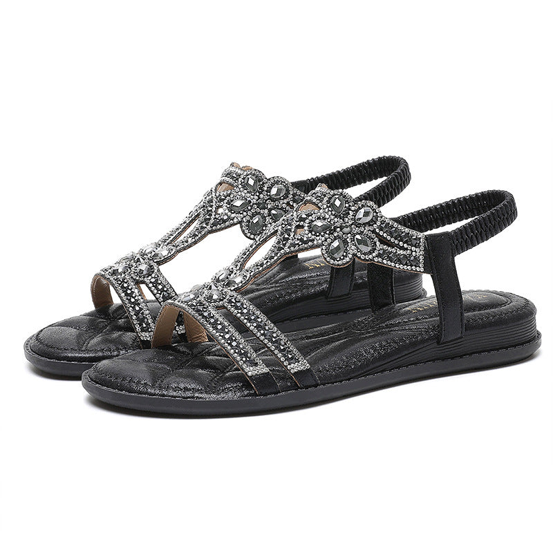 Belifi Casual Flat Bottom Rhinestone Fashion Sandals