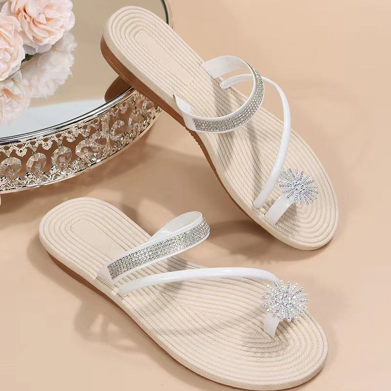 Belifi Rhinestone Stylish Casual Flat Slippers