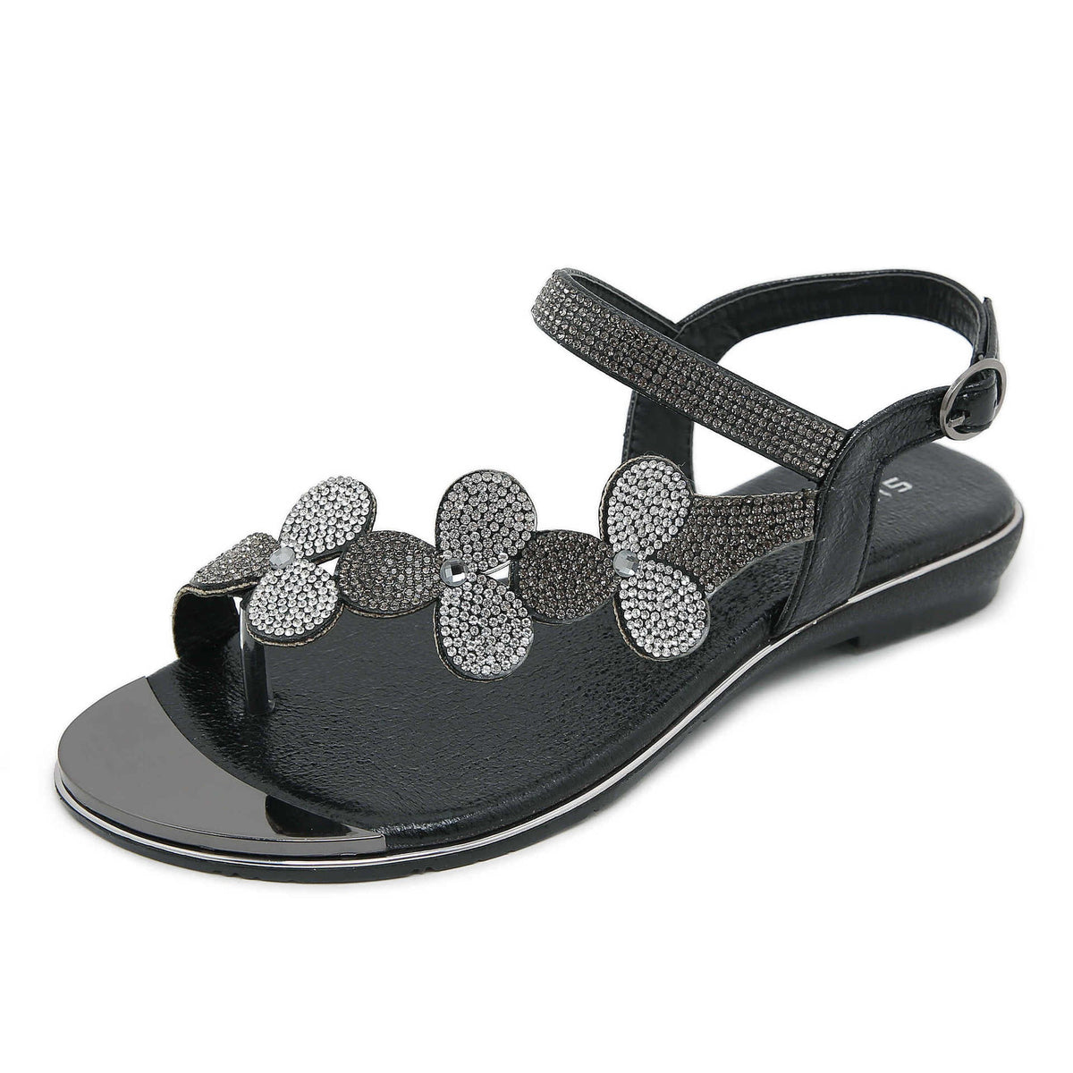 Belifi Rhinestone Comfortable Versatile Flat Sandals