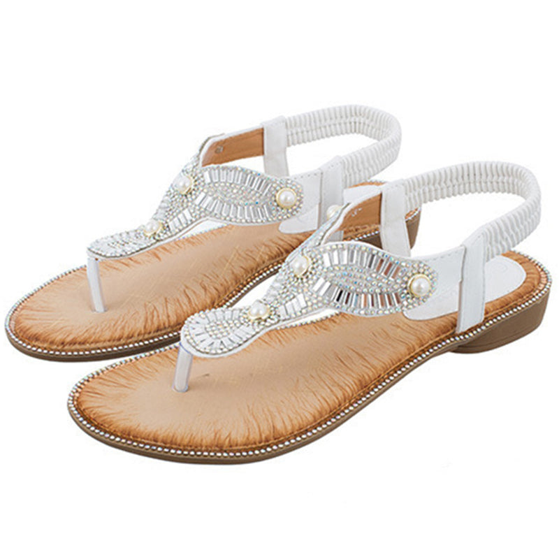 Belifi Ethnic Chain Pearl Sandals