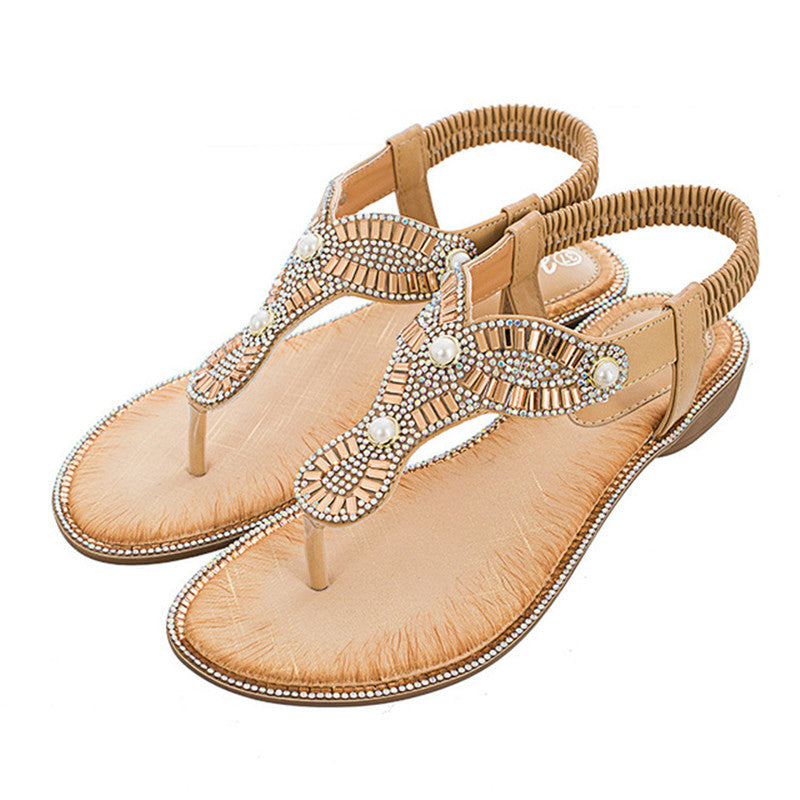 Belifi Ethnic Chain Pearl Sandals