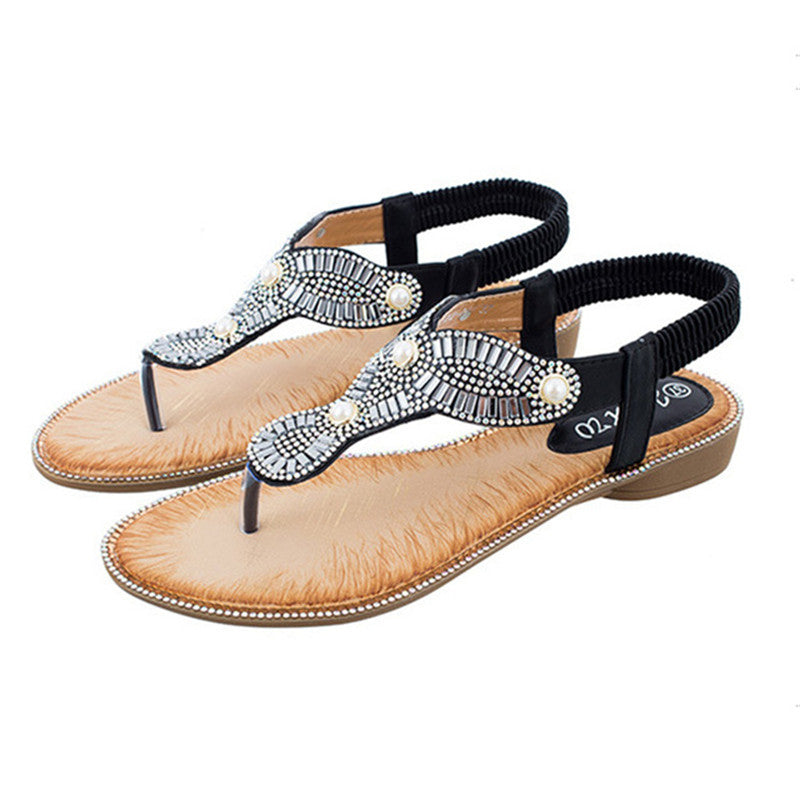 Belifi Ethnic Chain Pearl Sandals