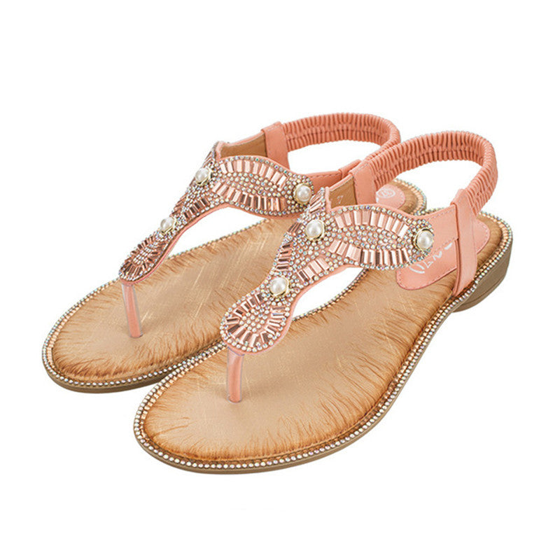 Belifi Ethnic Chain Pearl Sandals