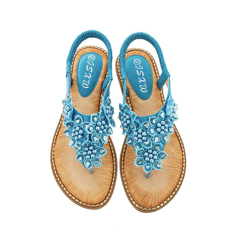 Belifi New Fashion Bead Flower Round Toe Flip-flop Sandals