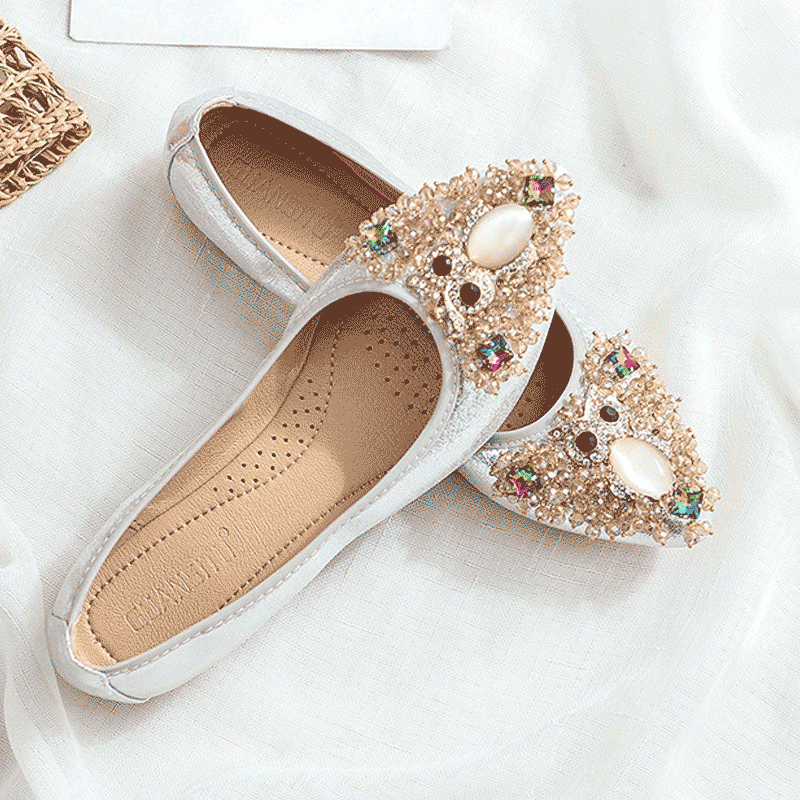 Belifi Rhinestone Flats Casual Comfort Dressy Flats For Wedding Fox Slippers CF306