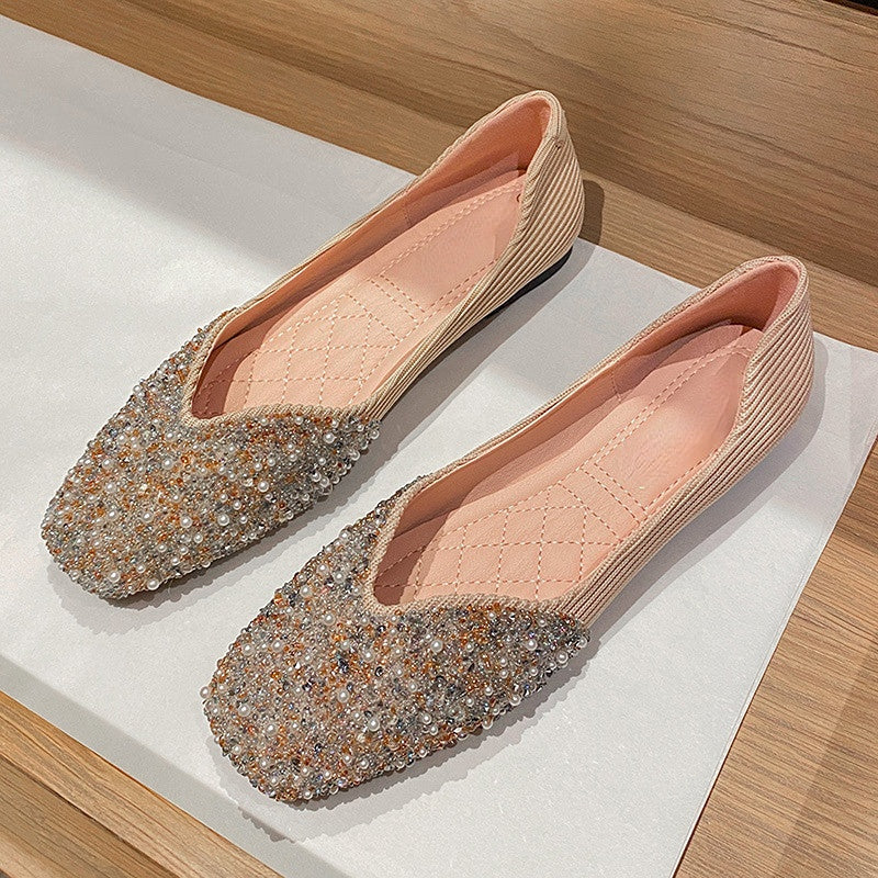 Belifi Square Toe Sequin Shoes