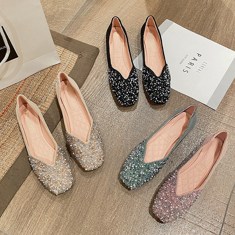 Belifi Square Toe Sequin Shoes