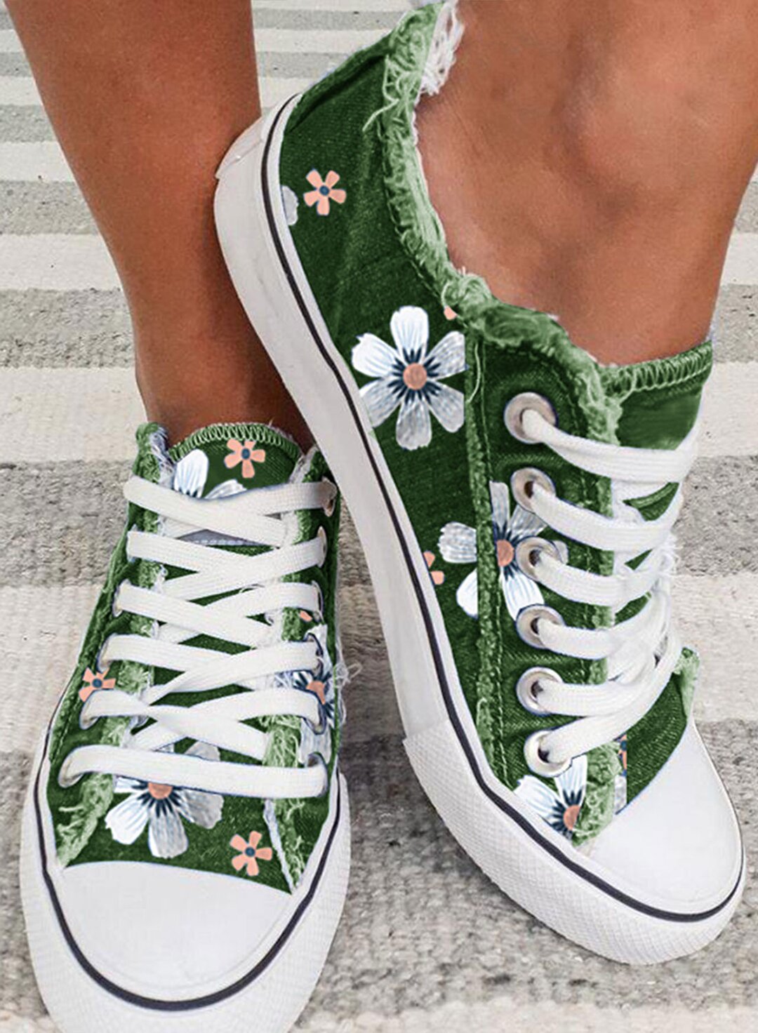 Women's Sneakers Floral Lace-up Canvas Sneakers