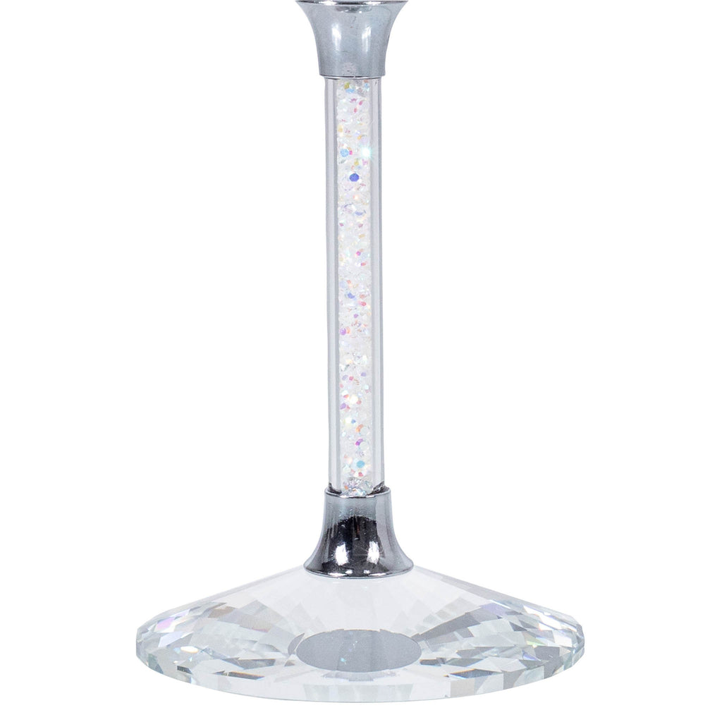 Iridescent Toasting Flutes with Crystal-Filled Stems