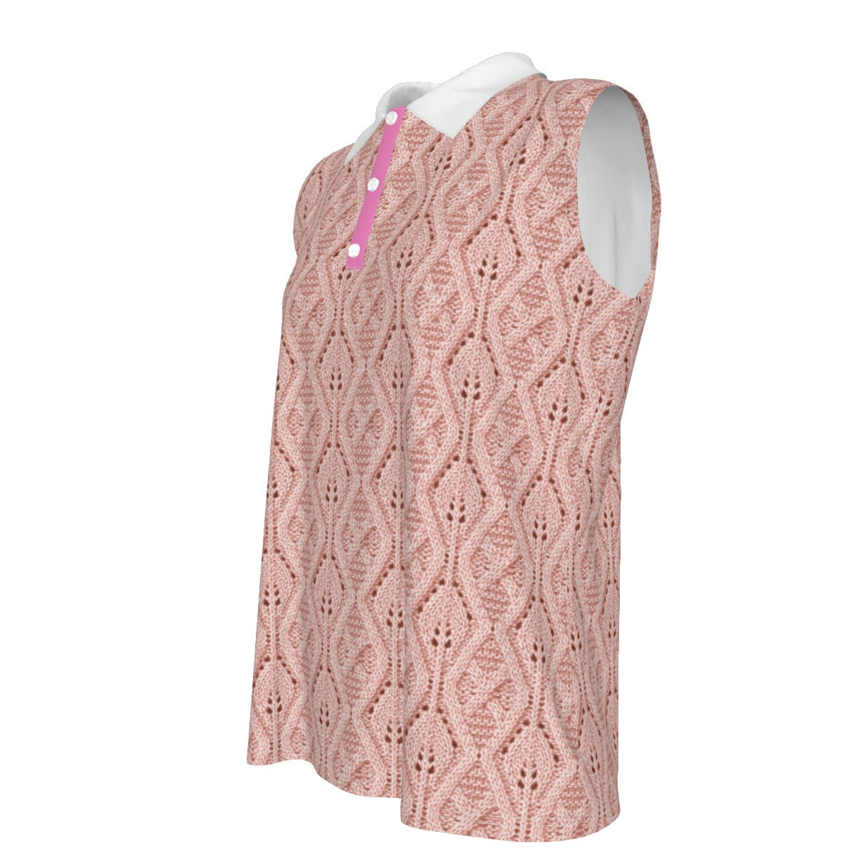 Classic Collection: Pink Knit Styled Women's Sleeveless POLO Shirt