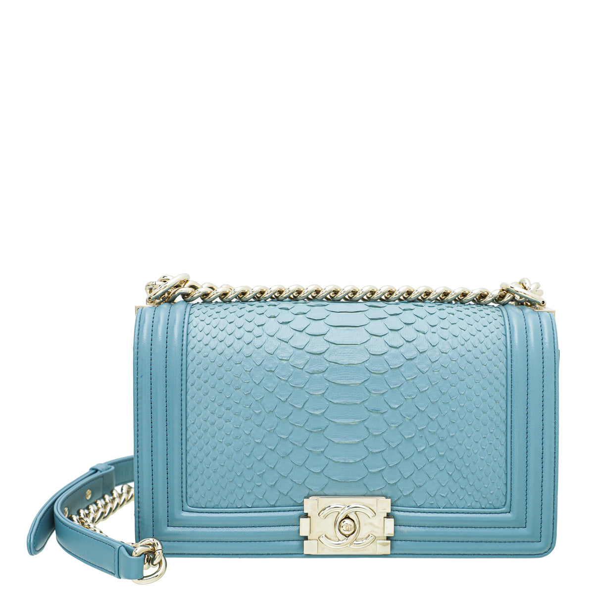 Chanel Grey Blue Python Le Boy Medium Bag – The Closet