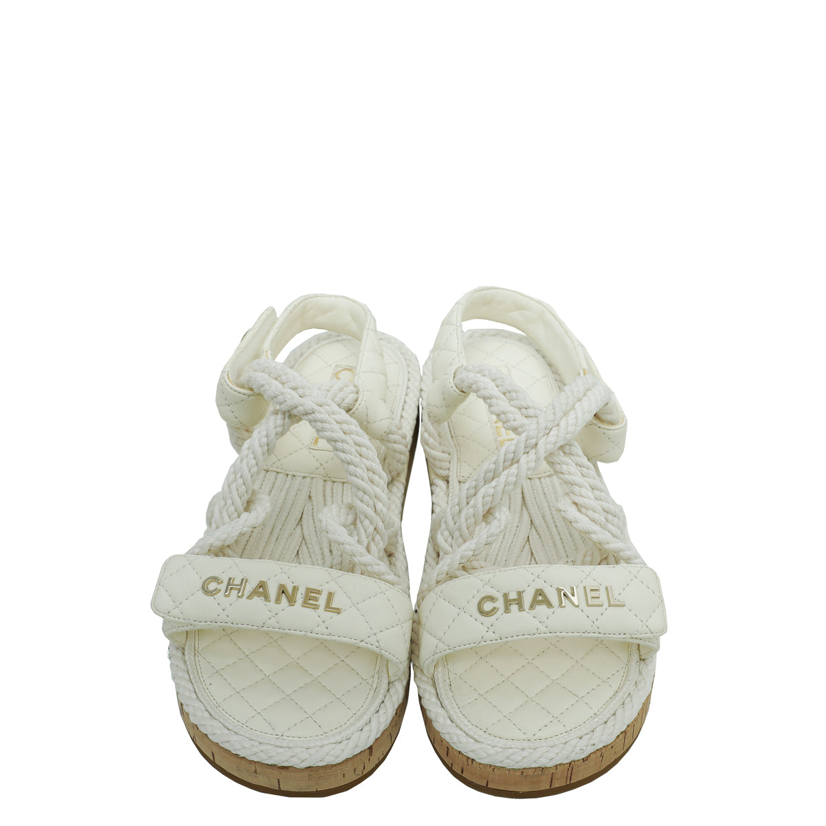 Chanel White Logo Cord Quilted Slide Sandal 39 – The Closet