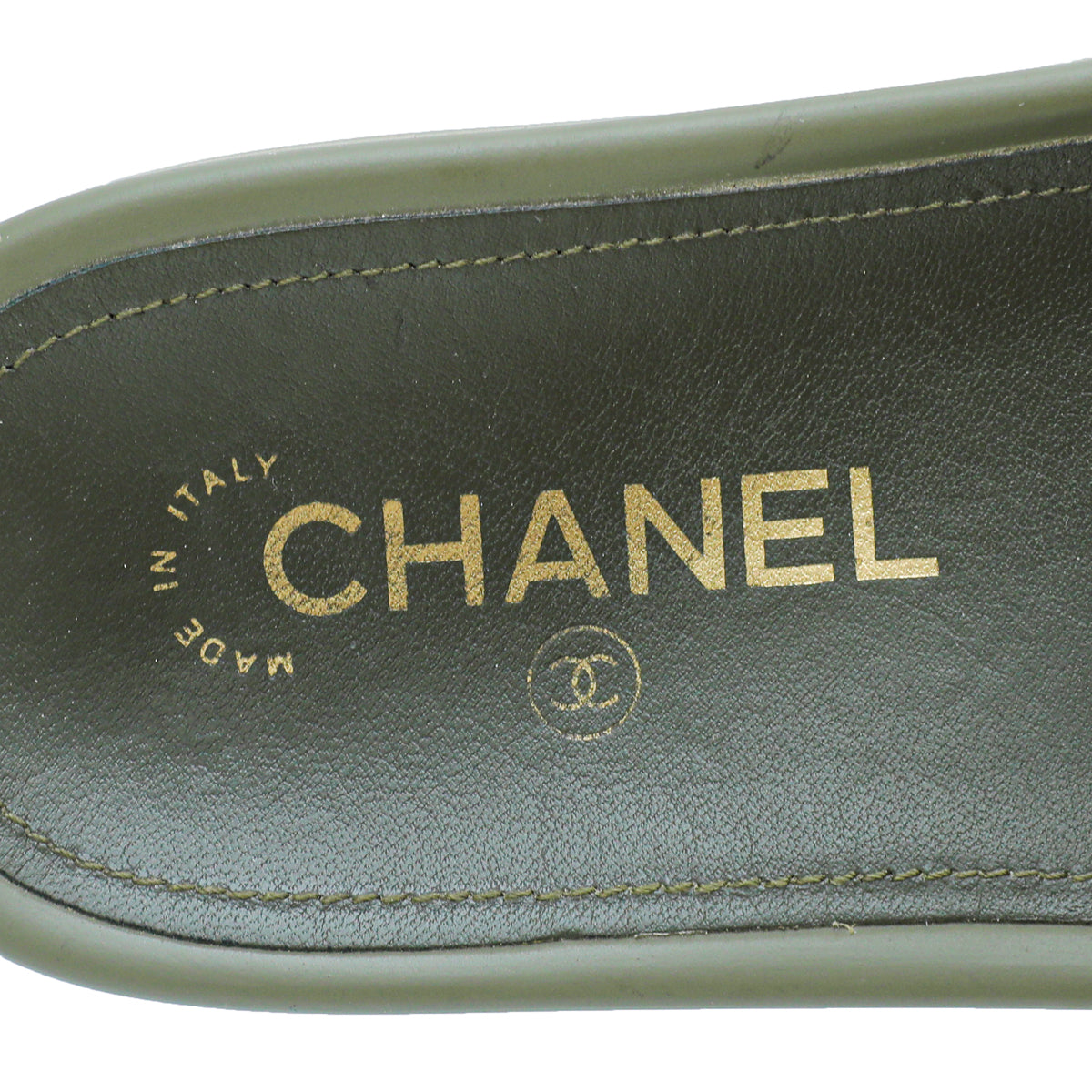 Chanel Green Mule Pool Chain Slides 36  The Closet