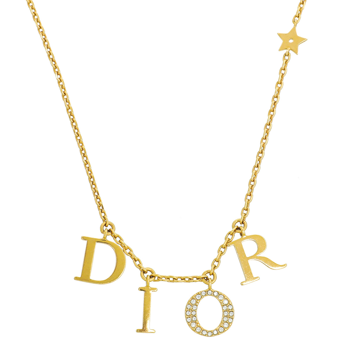 Petit CD Double Necklace GoldFinish Metal and White Crystals  DIOR