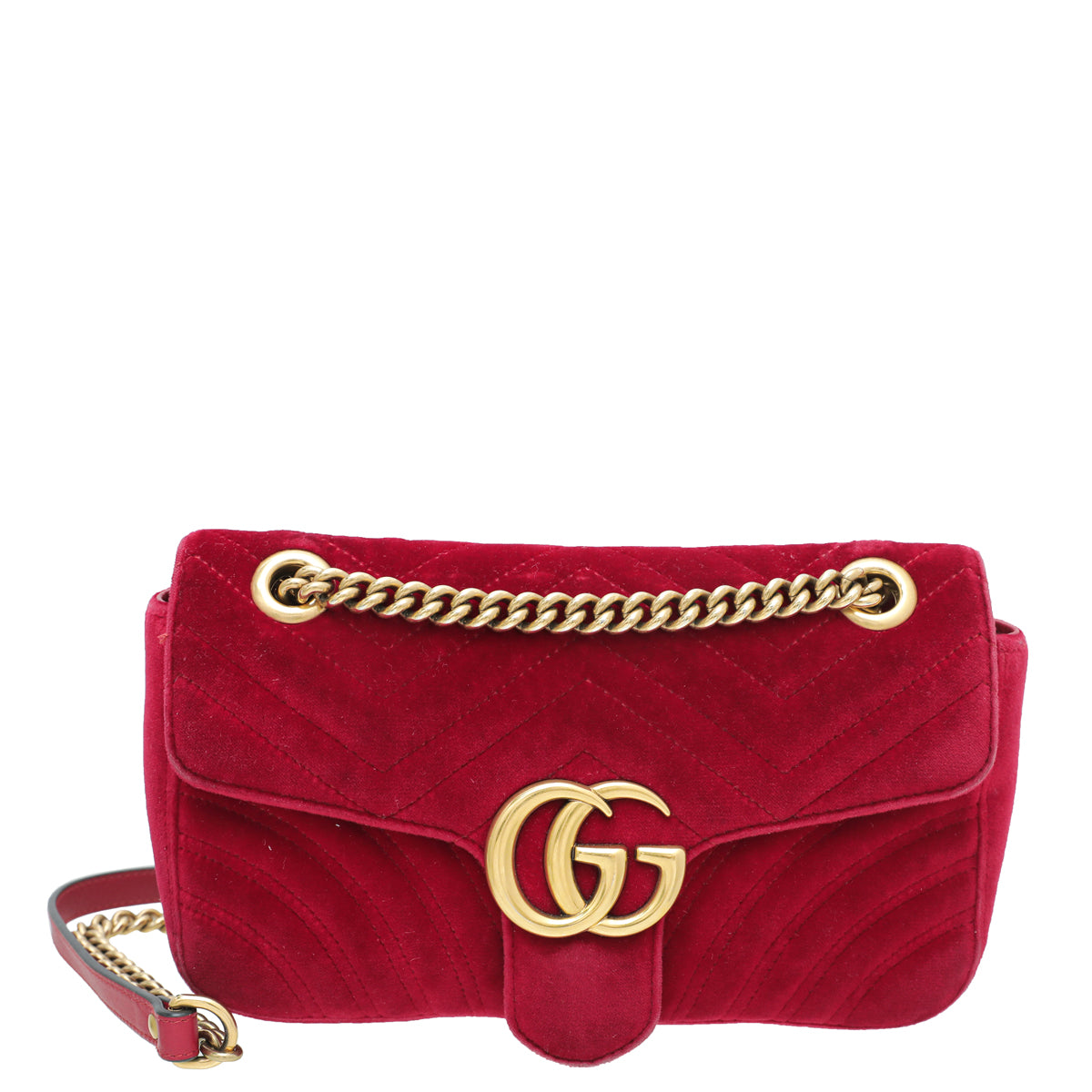 Gucci Red GG Velvet Marmont Small Bag – The Closet