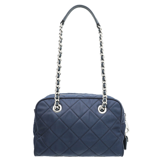 Prada Navy Blue Nylon Quilted Shoulder Bag – The Closet
