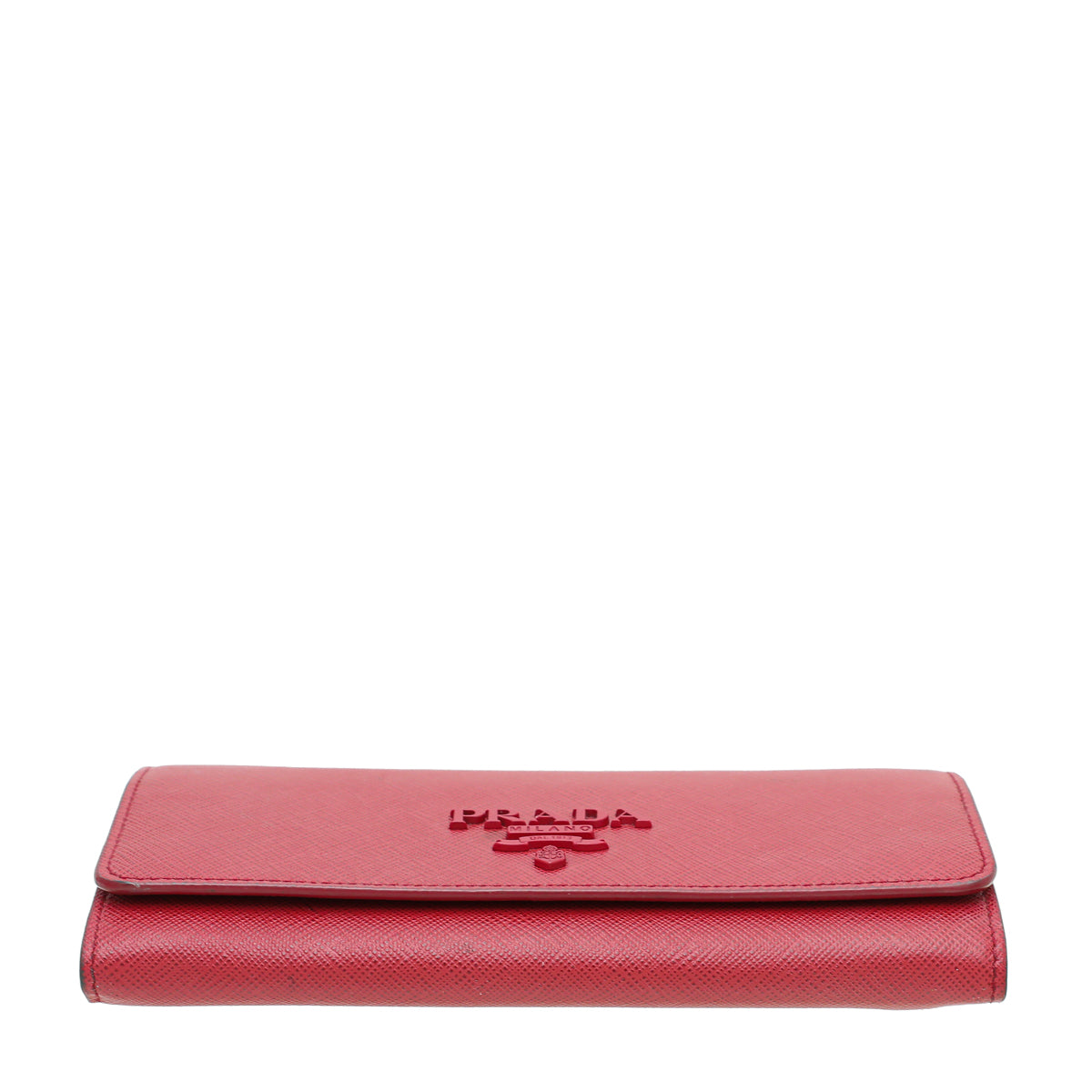 Prada Red Saffiano Monochrome Flap Long Wallet – The Closet