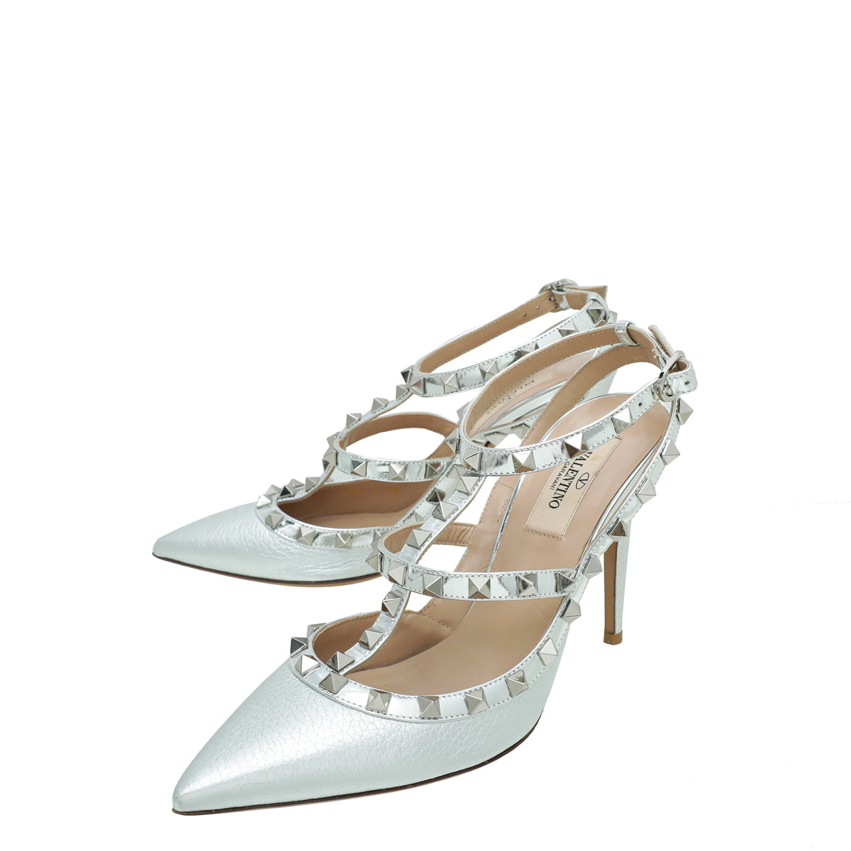 valentino rockstud shoes silver