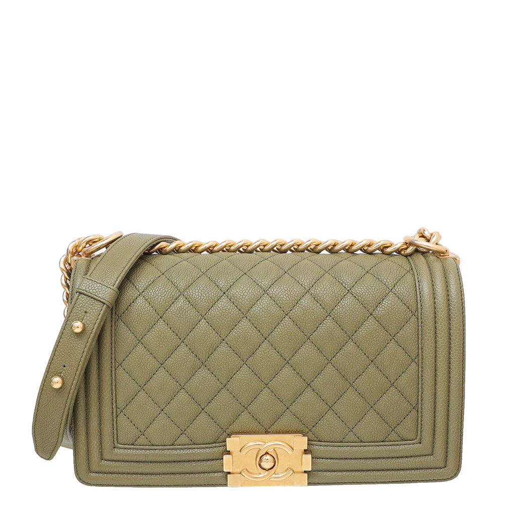 Chanel leboy caviar skin 25cm mint green with hologram Luxury Bags   Wallets on Carousell