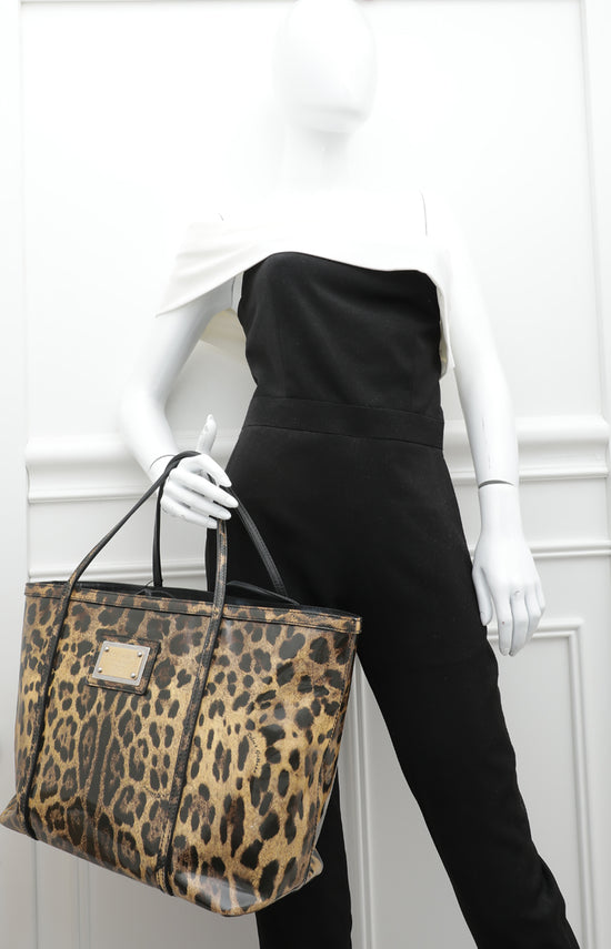 Dolce & Gabbana Bicolor Leopard Print Miss Escape Tassel Tote Bag – The  Closet