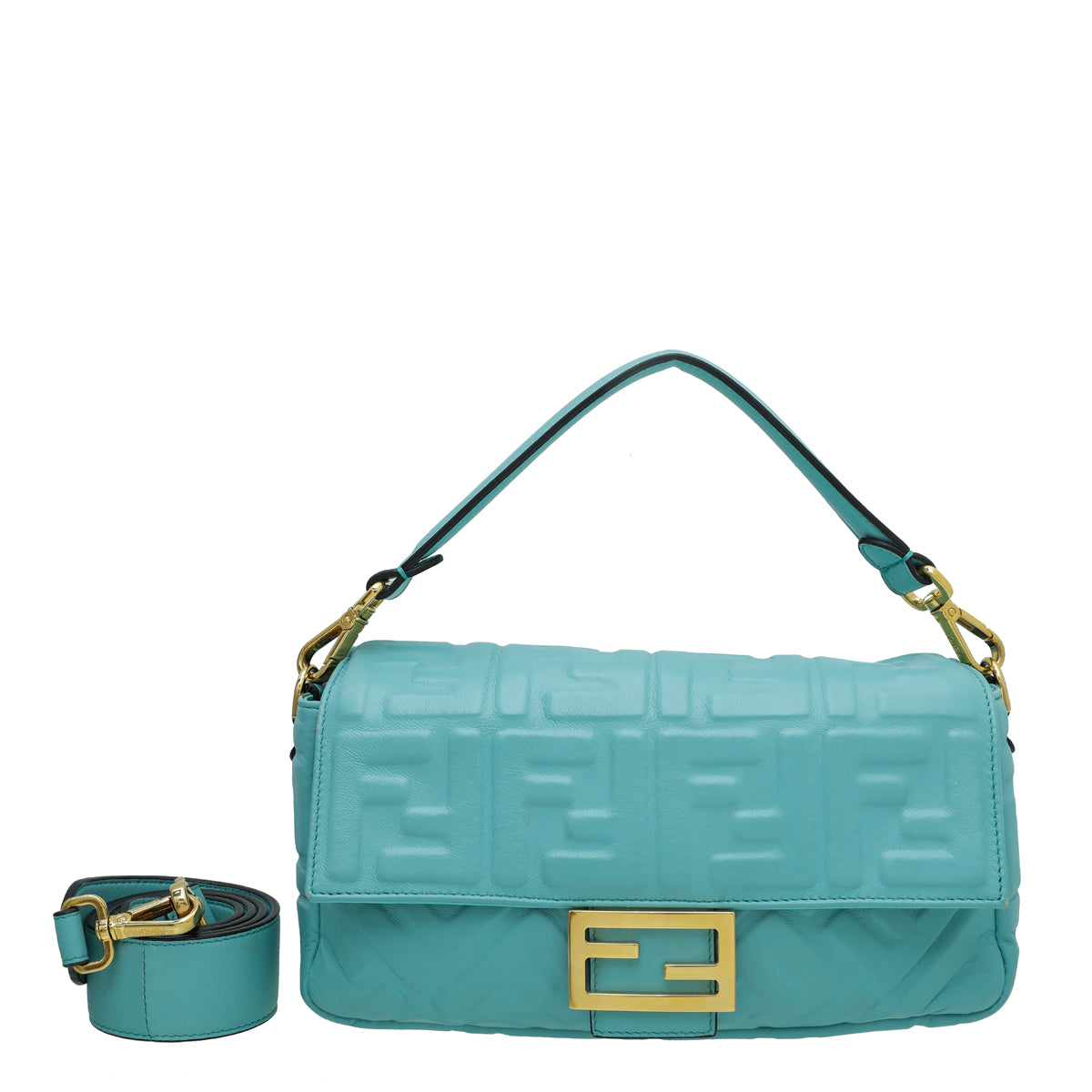 Fendi Tiffany Blue FF Embossed Baguette Medium Bag – The Closet