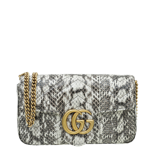 Gucci Off White Python GG Marmont Super Mini Bag – The Closet