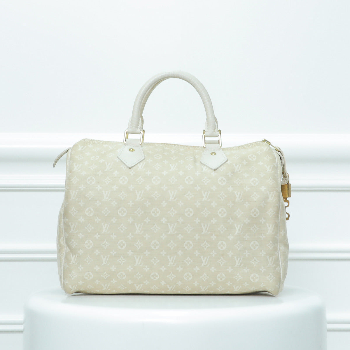 Louis Vuitton Louis Vuitton Speedy 30 White Dune Mini Lin Monogram 