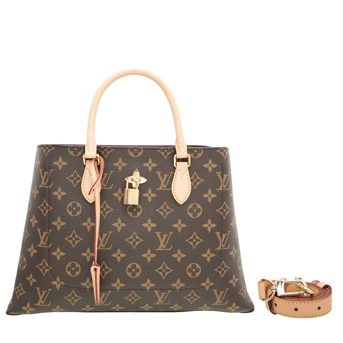 LOUIS VUITTON Authentic Women's Monogram Flower Tote Bag Brown Leather  M43550