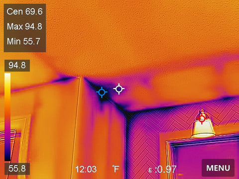 Moisture detected using the hikmicro Pocket2 thermal imager