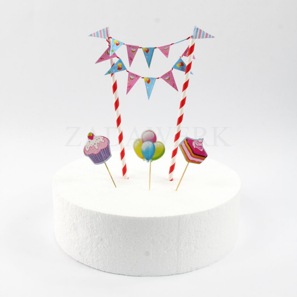 Cake Topper - Party rosa - Set mit Girlande