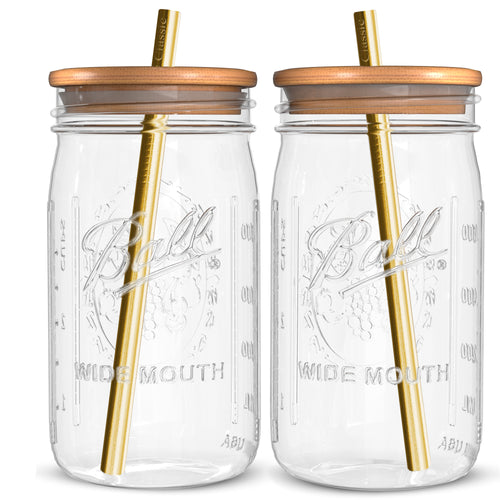 Amyoole 2 Pack Reusable Boba Cup, 24Oz Wide Mouth Smoothie Cup,mason Jar  Glass Cups with Lids and St…See more Amyoole 2 Pack Reusable Boba Cup, 24Oz