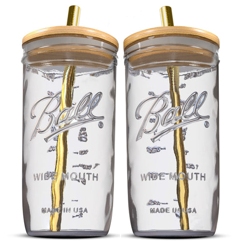 Reusable Boba Bubble Tea & Smoothie Cups - 2 Glass Wide Mouth 32oz Mason  Jars with Bamboo Lids - 2 R…See more Reusable Boba Bubble Tea & Smoothie  Cups