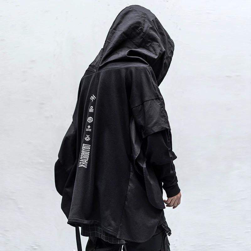 Techwear Black hoodie streetwear